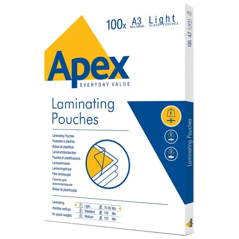 Folie do laminowania Apex 80µ, A3 - Błyszcząca - 100 szt.